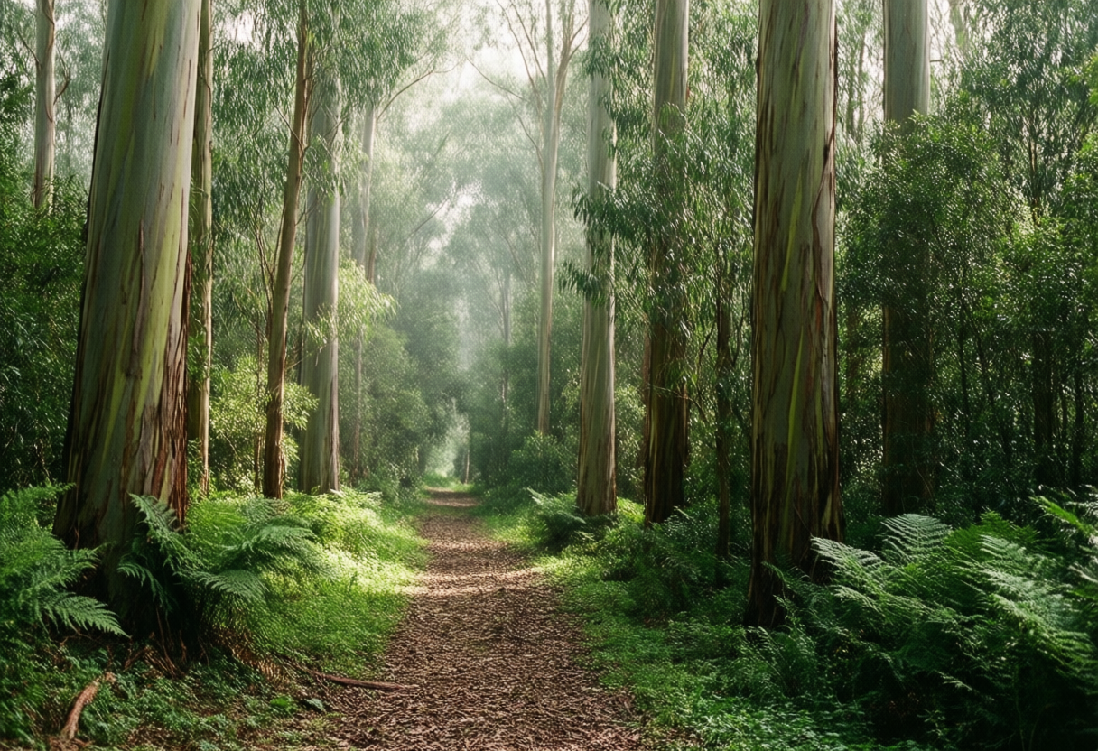 Floresta de eucalipto no parque natural Sintra-Cascais